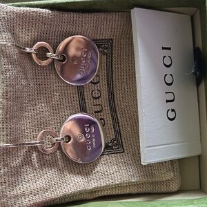 Gucci Metallic Round Dangle Earrings New. Giftable